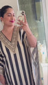 (Divyanka Tripathi) Gold Black Striped Kaftan Set